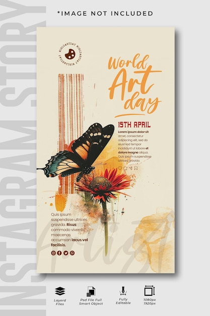 PSD world art day instagram social media story design template