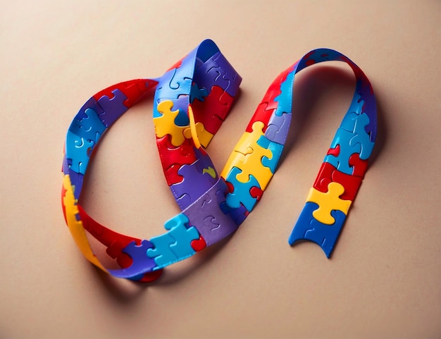 World Autism Awareness Day background of a multicolored puzzle piece