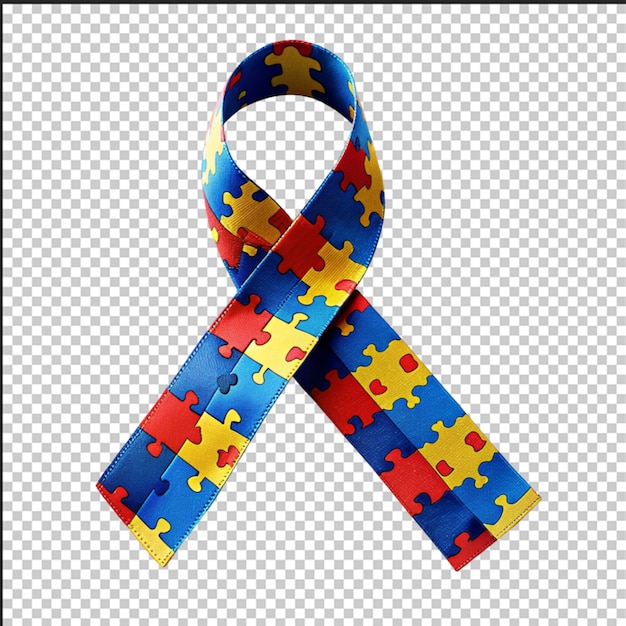 Всемирный день осведомленности об аутизме Голубая лента с красочными головоломками Векторный фон Символ аутизма Медицинская плоская иллюстрация Здравоохранение