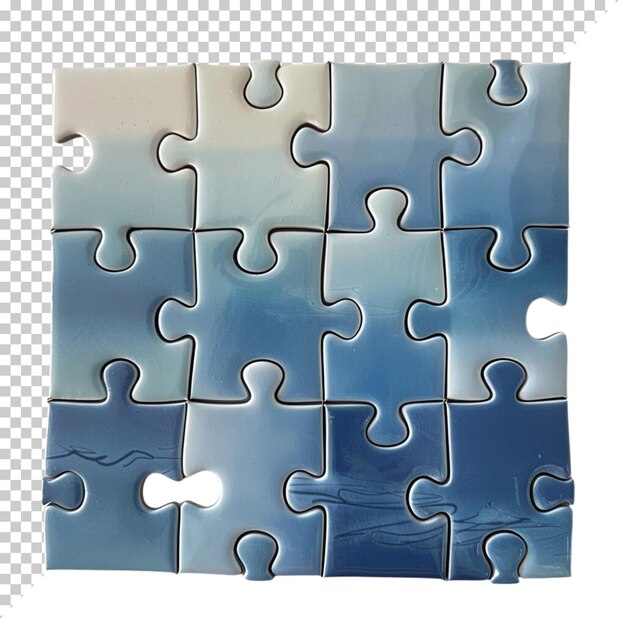 Giornata mondiale della consapevolezza dell'autismo con pezzi di puzzle isolati su uno sfondo trasparente