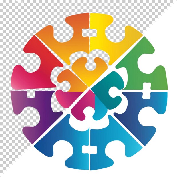 PSD world autism awareness day with puzzle pieces isolated on a transparent background