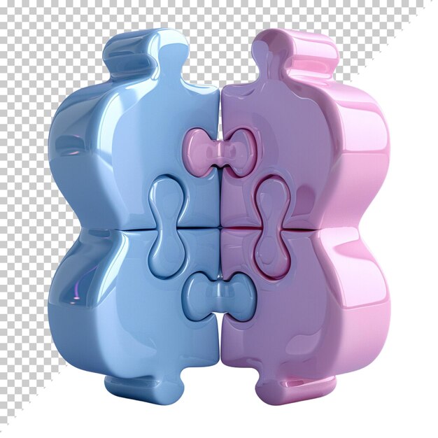 PSD world autism awareness day with puzzle pieces isolated on a transparent background