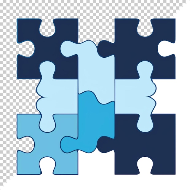PSD giornata mondiale della consapevolezza dell'autismo con pezzi di puzzle isolati su uno sfondo trasparente