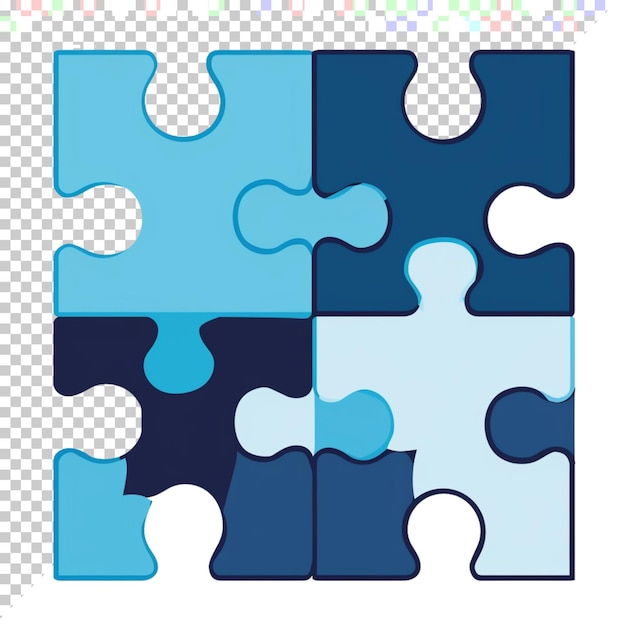 PSD world autism awareness day with puzzle pieces isolated on a transparent background