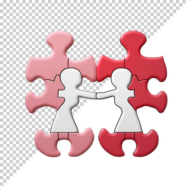 PSD world autism awareness day with puzzle pieces isolated on a transparent background