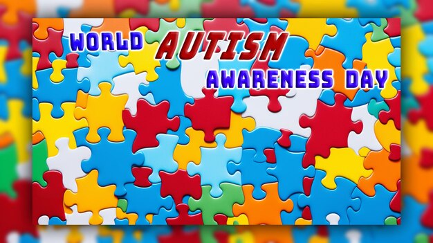 PSD giornata mondiale della consapevolezza dell'autismo con pezzi del puzzle