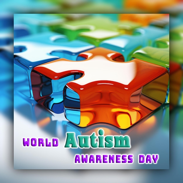 PSD giornata mondiale della consapevolezza dell'autismo con pezzi del puzzle