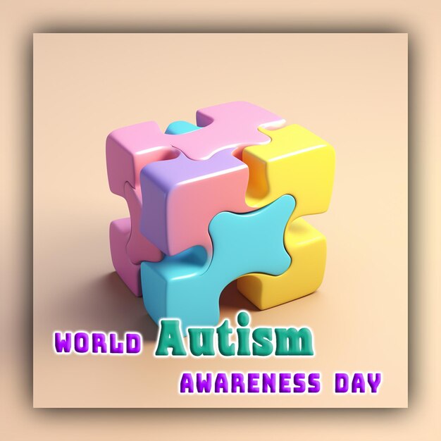 World autism awareness day with puzzle pieces