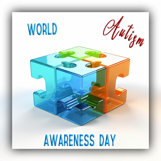 World autism awareness day with puzzle pieces