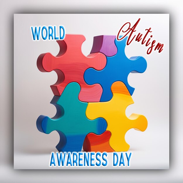 World autism awareness day with puzzle pieces