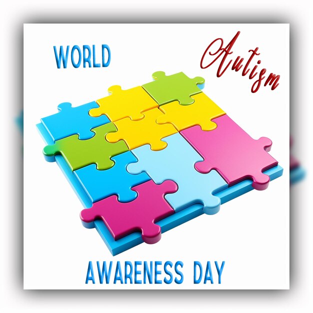 World autism awareness day with puzzle pieces