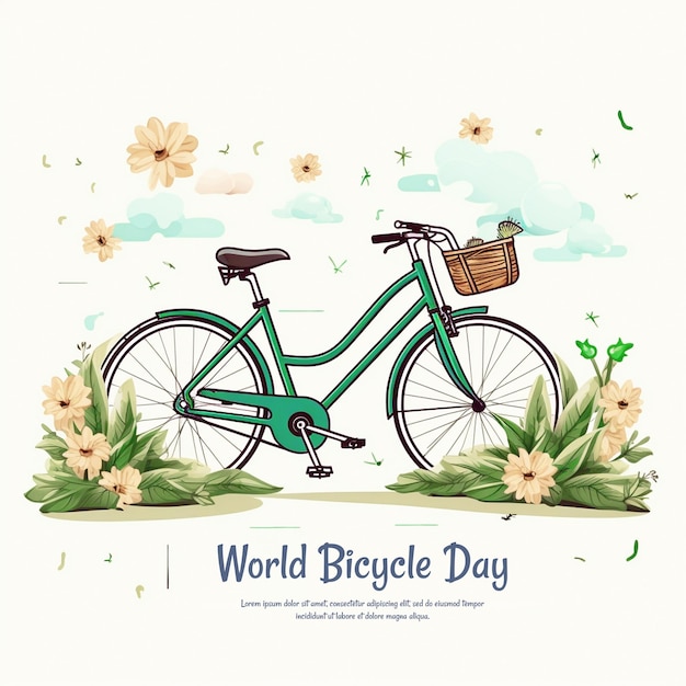 PSD world bicycle day design happy bicycle day design poster banner