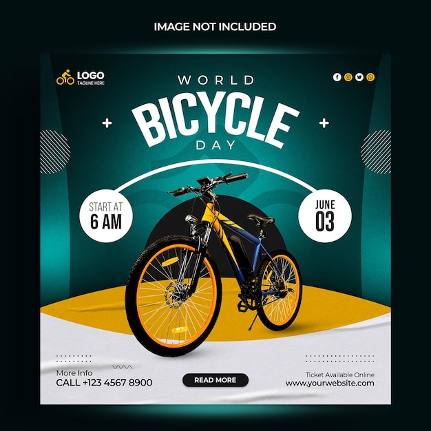 PSD world bicycle day instagram post template