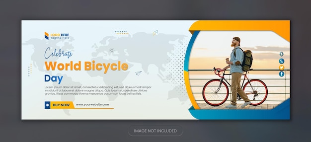 PSD 세계 자전거의 날 새로운 페이스북 커버 디자인 및 새로운 소셜 미디어 배너 포스트 디자인 템플릿