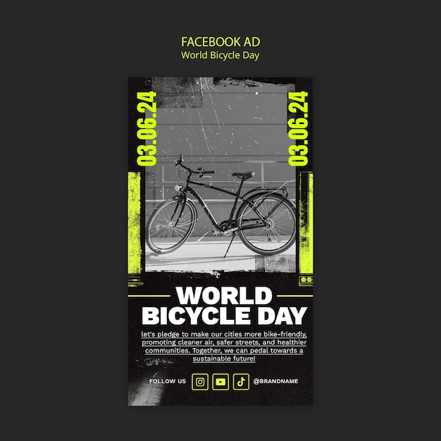 PSD Дизайн шаблона всемирного дня велосипеда