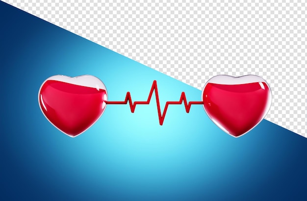 World blood donor day june 14th blood transferring from 1 heart to other heart concept 3d