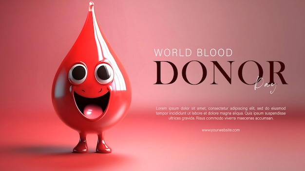 PSD concetto di poster per la giornata mondiale del donatore di sangue