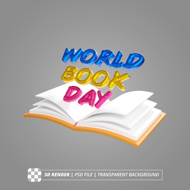 PSD giornata mondiale del libro 3d render