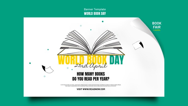 PSD world book day celebration horizontal banner