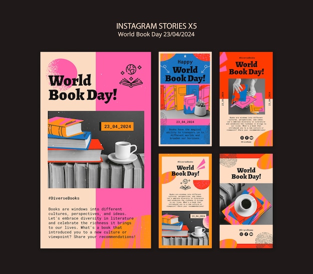 PSD world book day celebration instagram stories