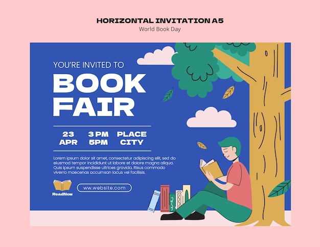 World book day celebration invitation template