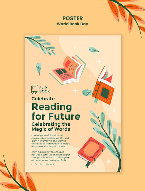 World book day celebration poster template