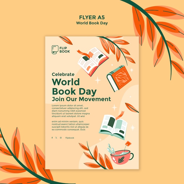 PSD modello di poster per la celebrazione della giornata mondiale del libro