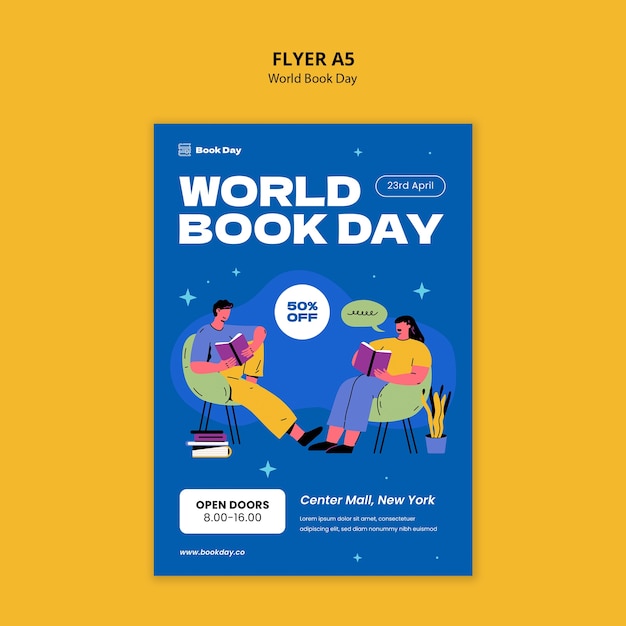 Шаблон плаката для празднования Всемирного дня книги