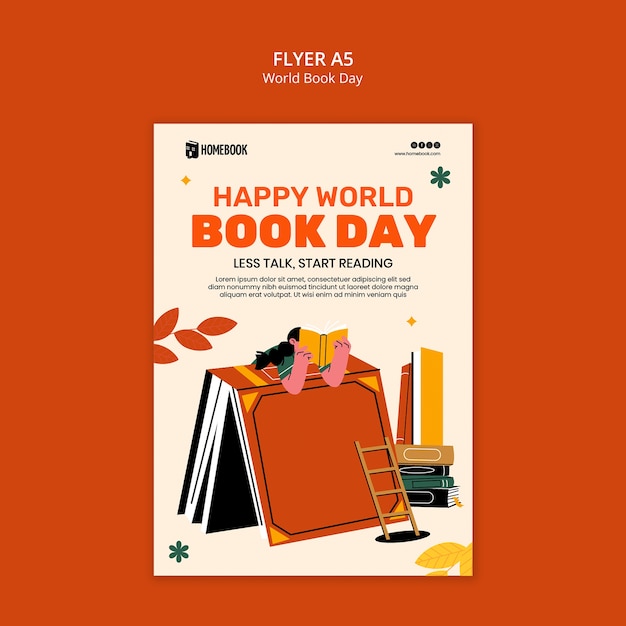 PSD Шаблон плаката для празднования всемирного дня книги