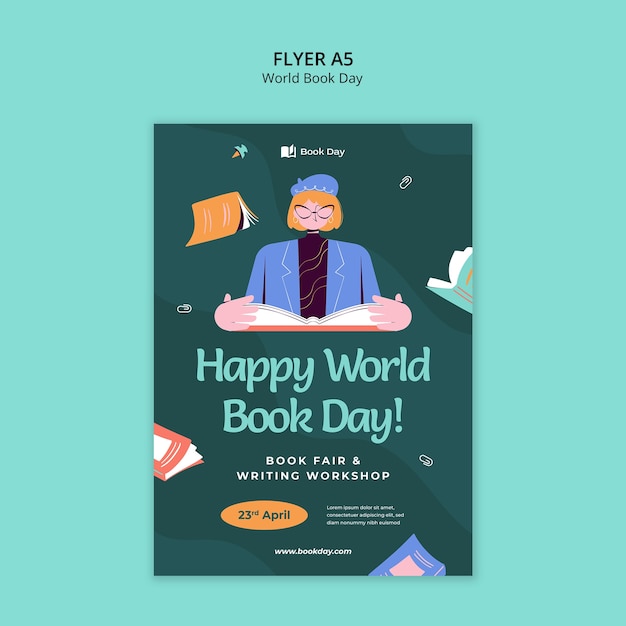 PSD world book day celebration poster template