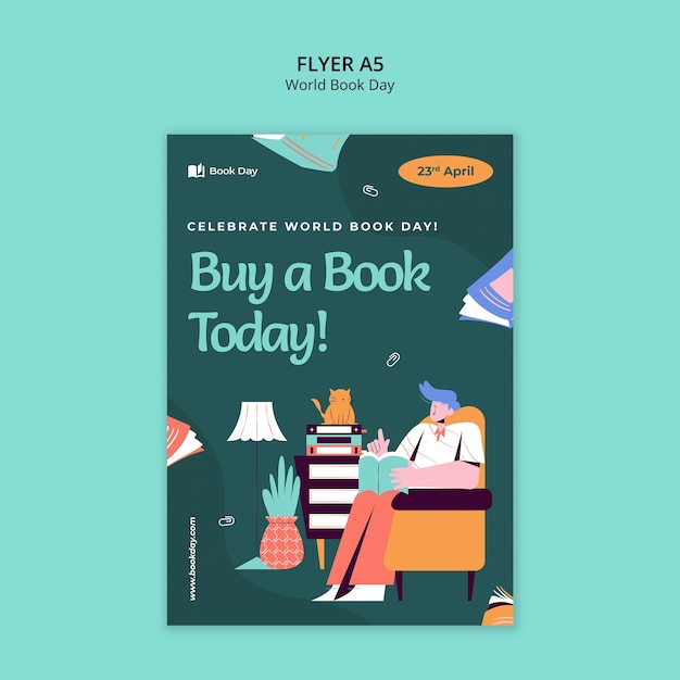 PSD world book day celebration poster template