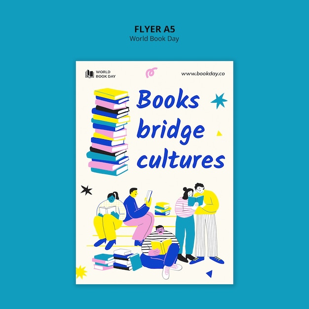 Шаблон плаката для празднования Всемирного дня книги