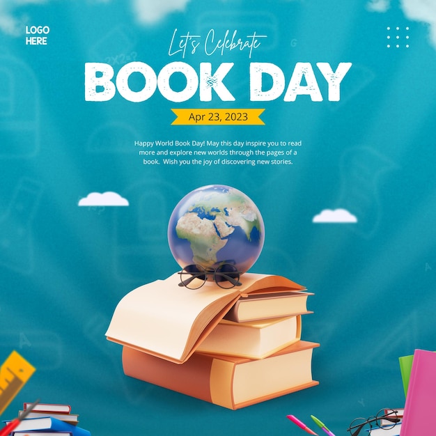 PSD world book day celebration social media post template