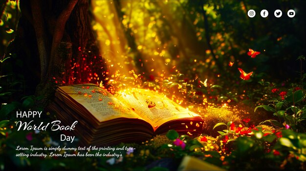 PSD world book day concept social media banner poster design