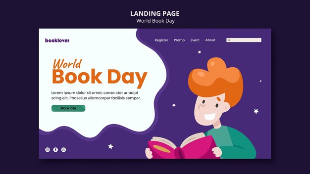 Modello di home page della giornata mondiale del libro