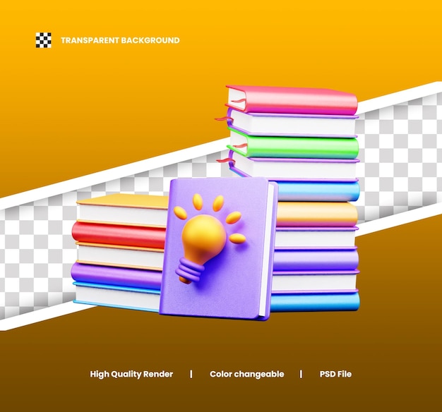 PSD world book day icon 3d illustration or book day icon 3d render or world book day app icon 3d render