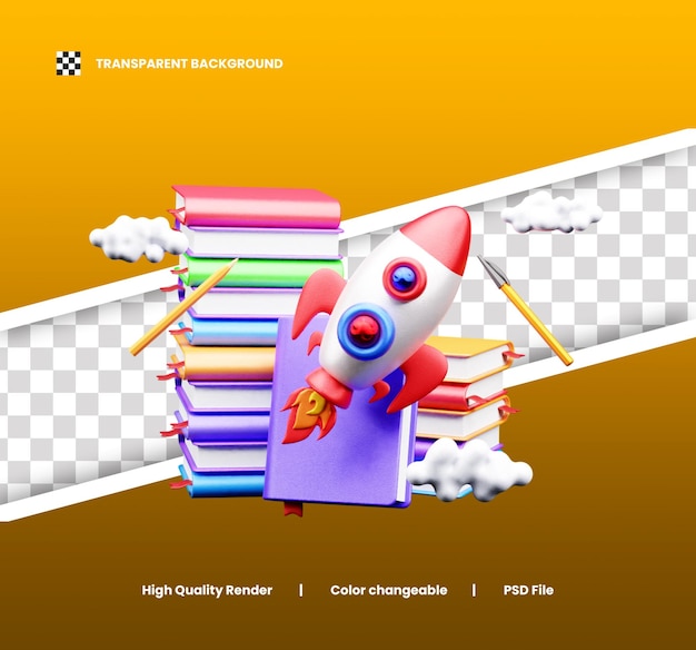 PSD world book day icon 3d illustration or book day icon 3d render or world book day app icon 3d render