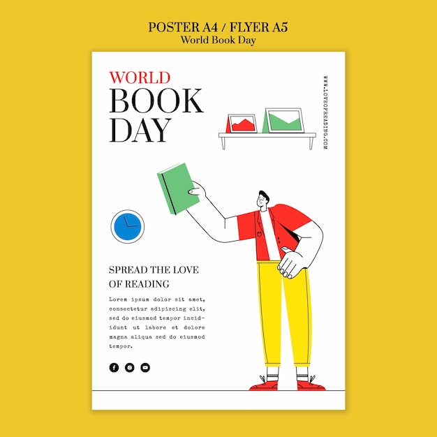 World book day illustration flyer template