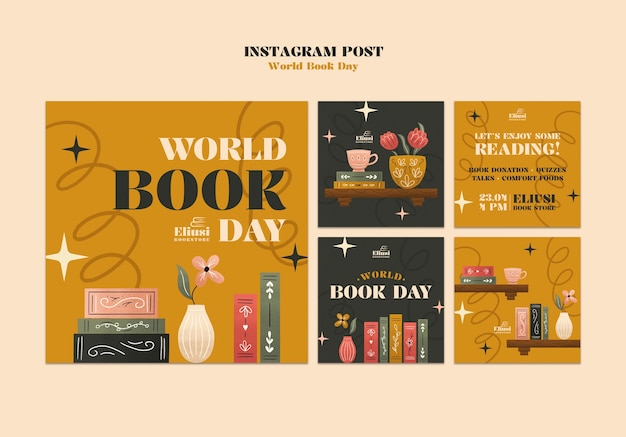 PSD world book day  instagram posts
