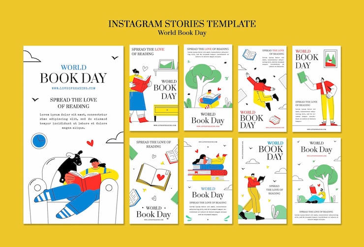PSD world book day instagram stories template