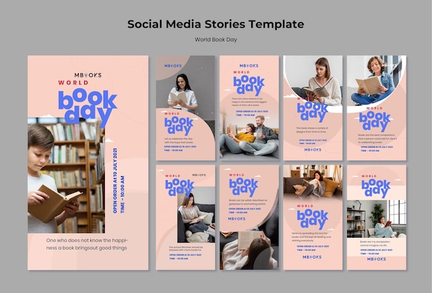 PSD world book day instagram story templates