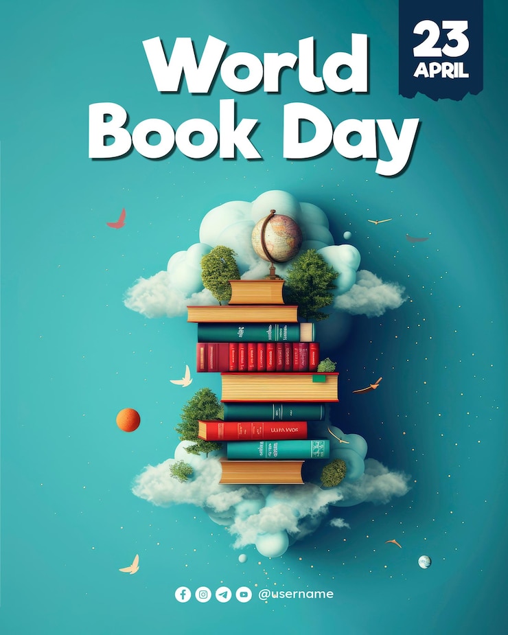 PSD шаблон плаката всемирного дня книги и социальный пост в сми дня книги