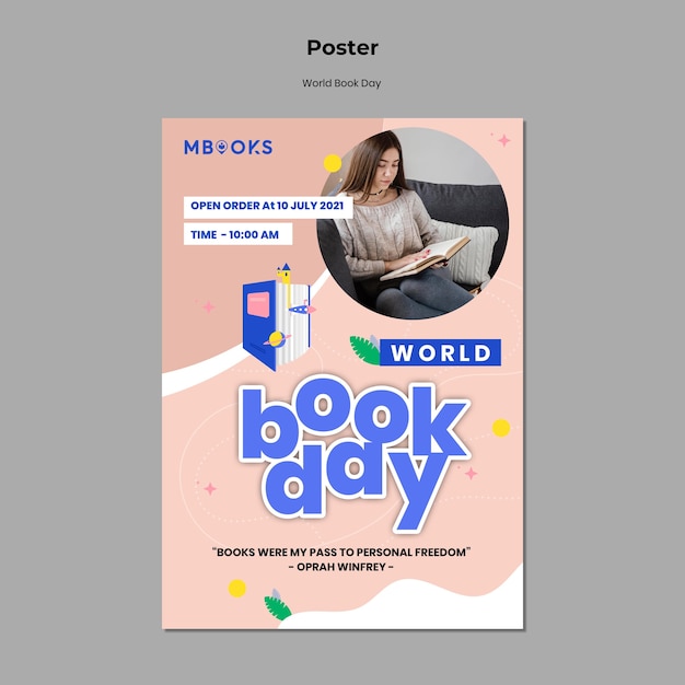 PSD world book day poster template