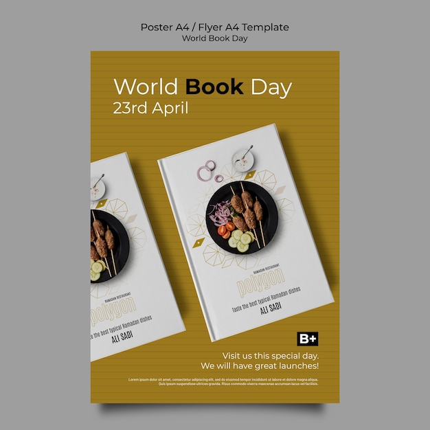 PSD modello di poster della giornata mondiale del libro
