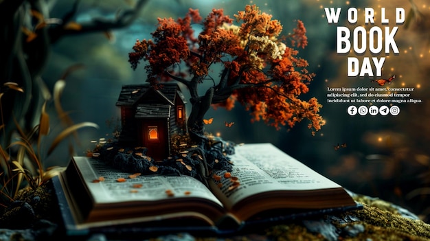 PSD world book day social media post template