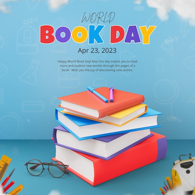 PSD world book day social media post template