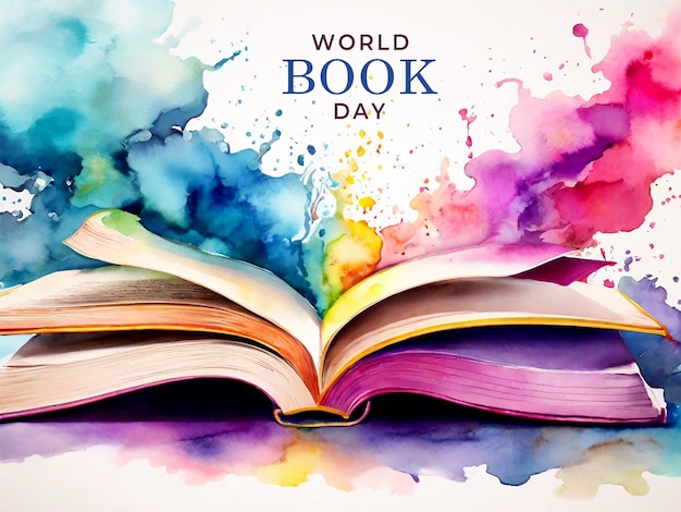 World book day watercolor background