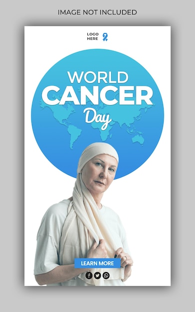 PSD world cancer awareness day social media instagram stories banner template