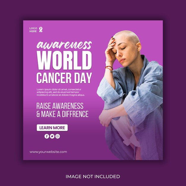 World cancer awareness day social media post and instagram banner design template