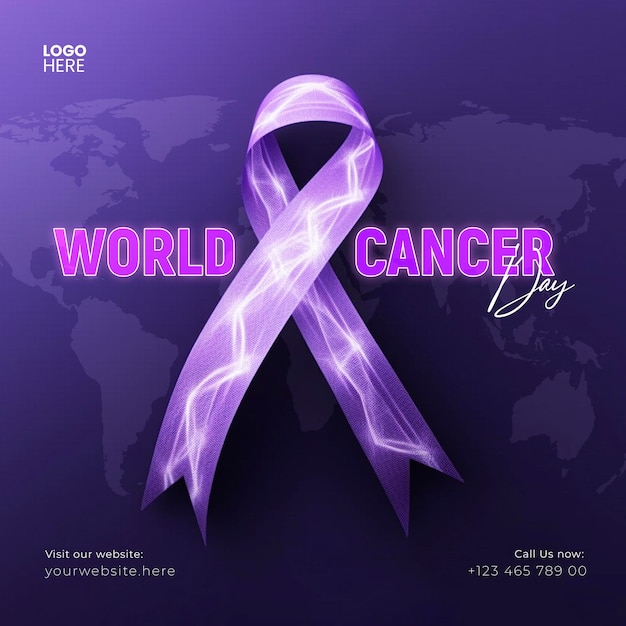 PSD world cancer awareness day social media post template